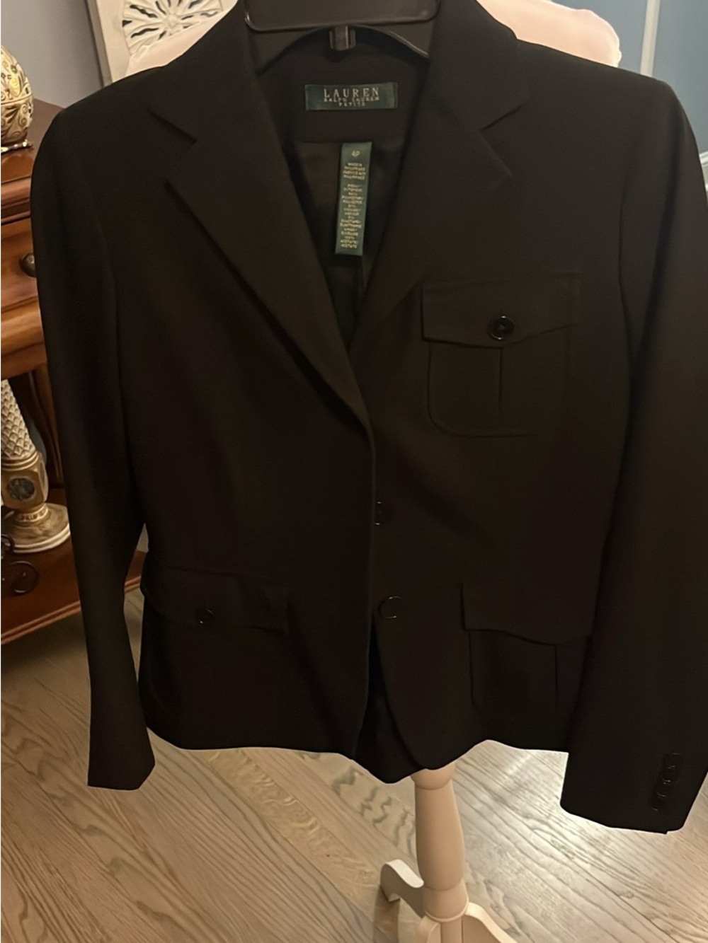 Lauren Ralph Lauren Men's Dark Black Notch-Lapel Blazert